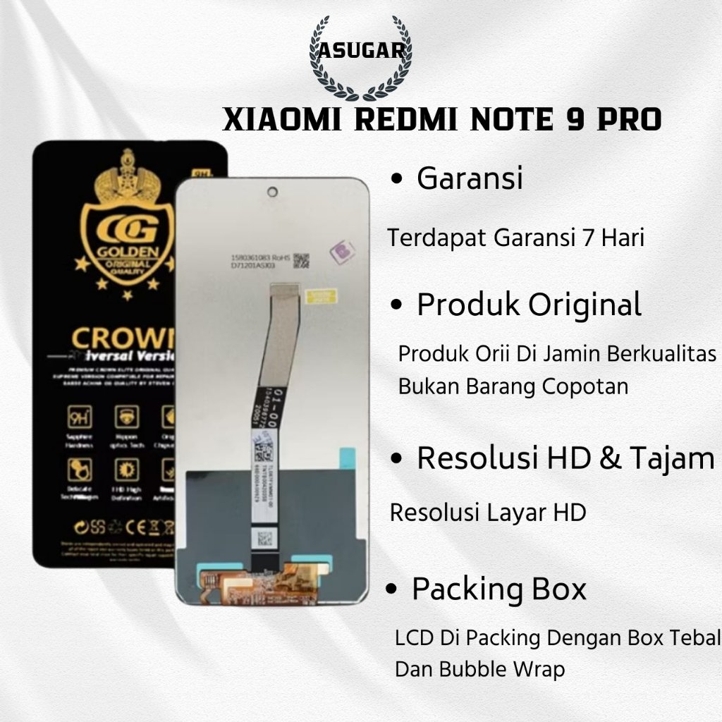 IMG_7818 ORIGINAL CROWN UNIT REDMI NOTE 9S /NOTE 9 PRO LCD PANEL - Image 1